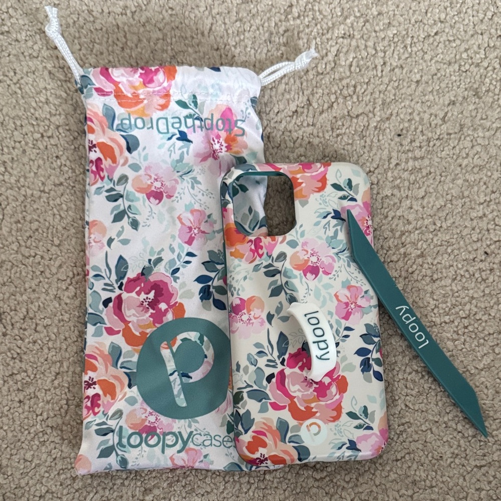 Loopy Case Floral Phone Case with Strap for IPhone 12 Pro